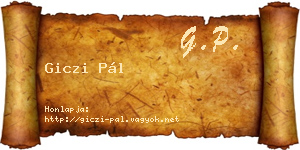 Giczi Pál névjegykártya